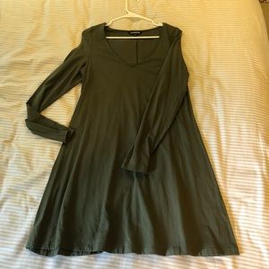 Express Forest Green Long Sleeve Cotton Dress Sz M